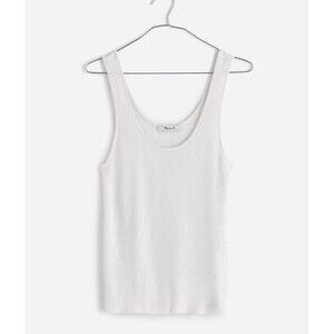 Madewell Womens Small White Ribbed Scoop Neck Tank Top Casual NWT Minimalist